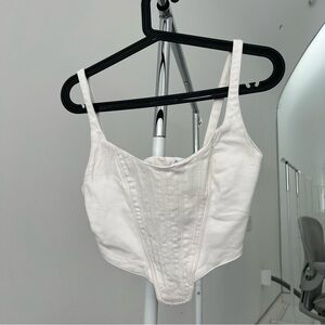 Zara white denim corset top